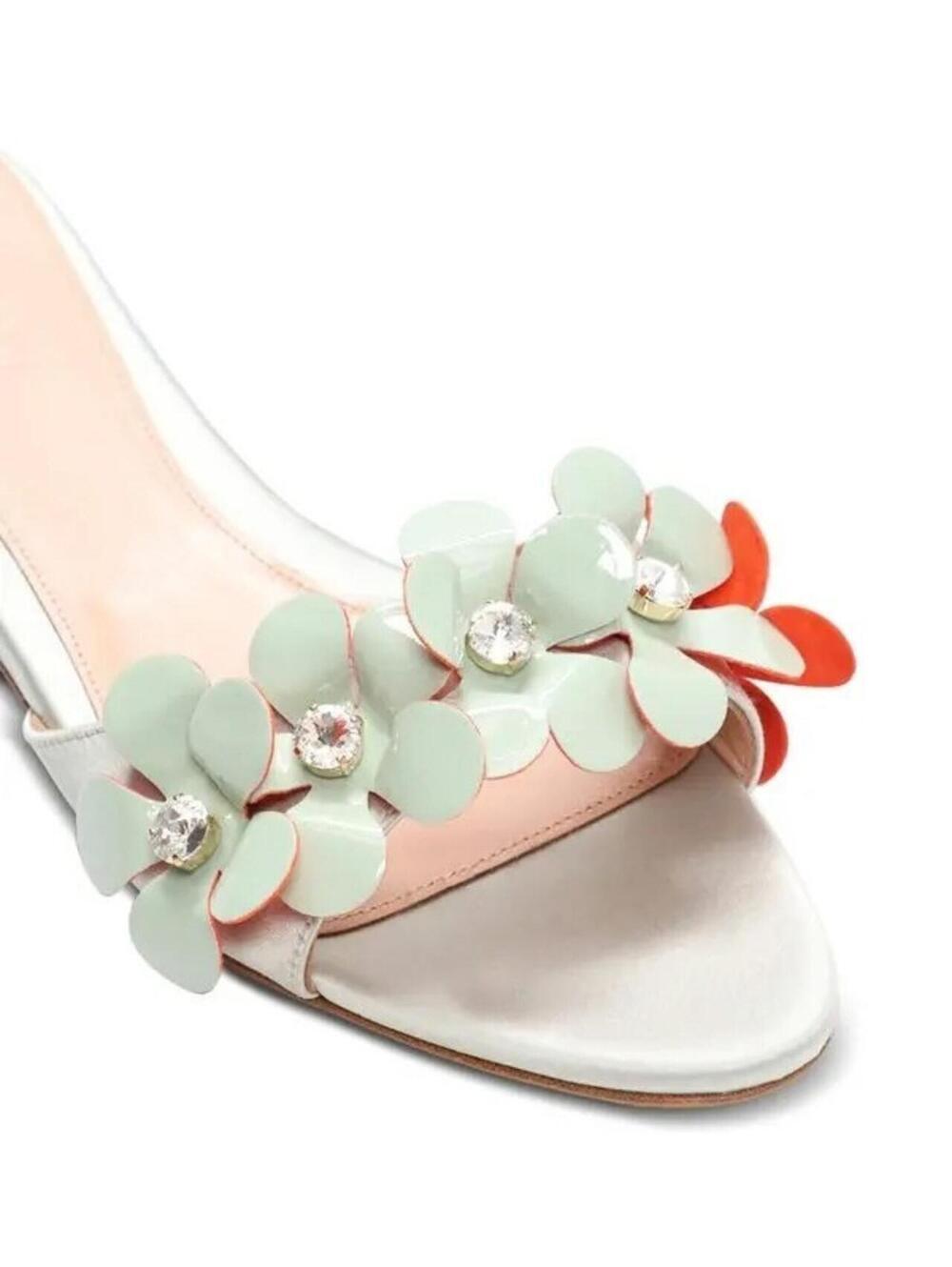 950$ Giambattista Valli Floral Embellished Slip On Sandals Size 6 US Light Blue - Picture 4 of 4